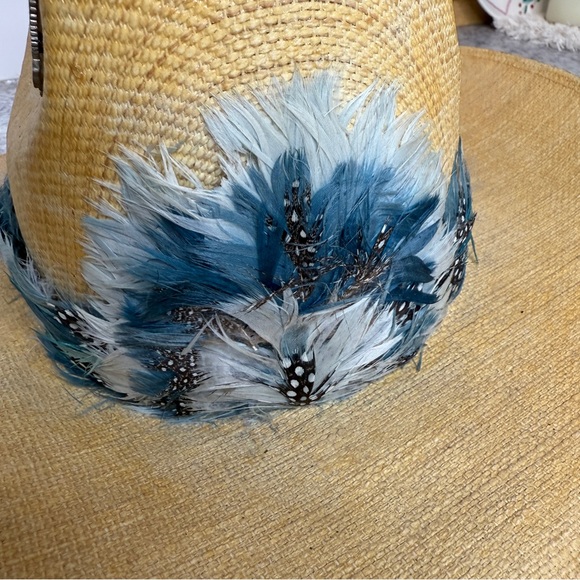 Tomy Sombreros Elegante | Vintage Western Cowboy Hat w/Blue Feather Band, OS